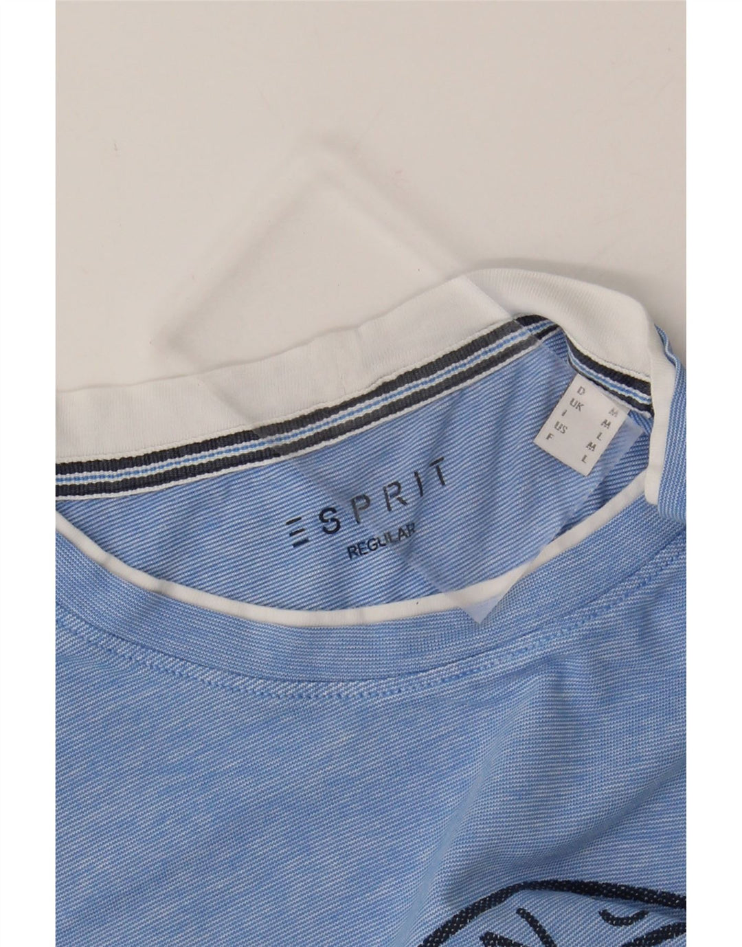 ESPRIT Mens Regular Graphic T-Shirt Top Medium Blue Cotton Vintage Esprit and Second-Hand Esprit from Messina Hembry 