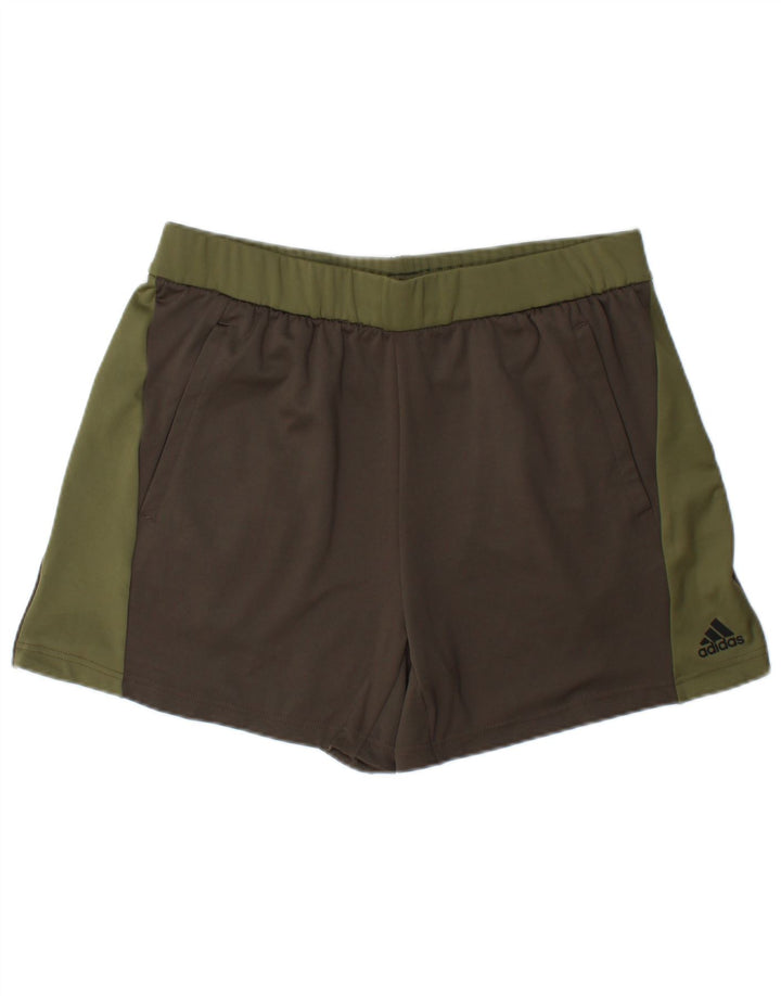 Pantaloncini sportivi Adidas da uomo grandi in poliestere color block verde