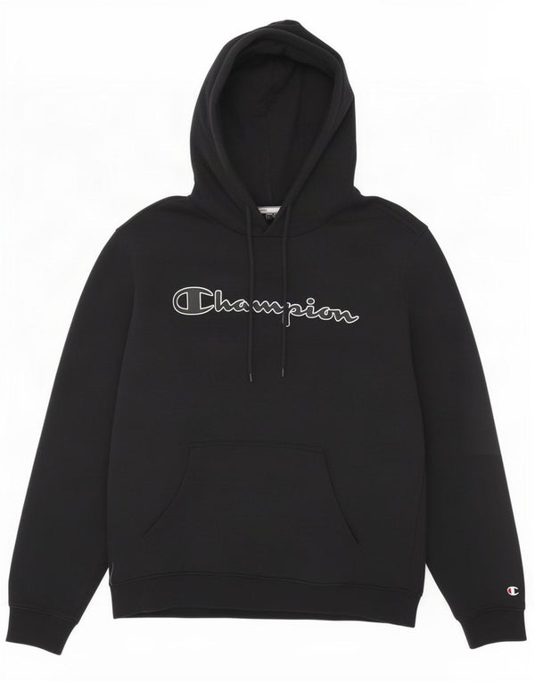 Felpa con cappuccio grafica da uomo Champion Large nera
