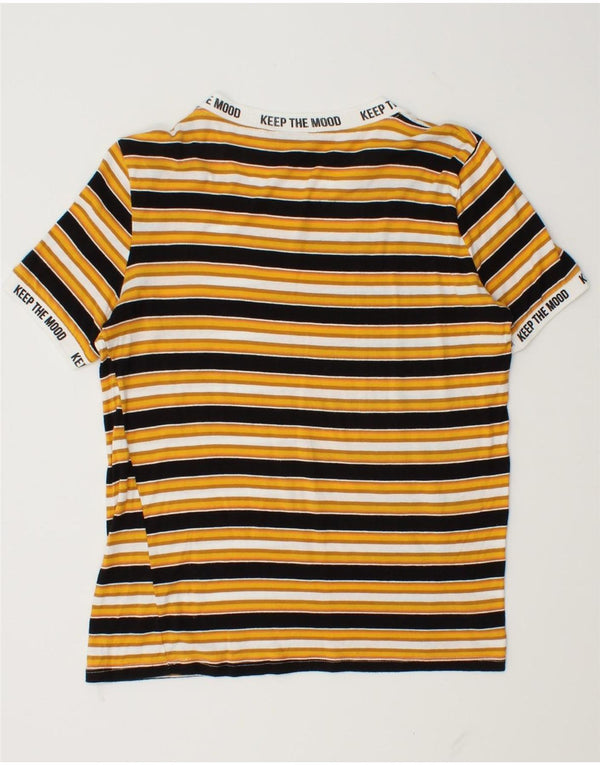 T-shirt grafica da donna Zara Top UK 12 a righe gialle medie
