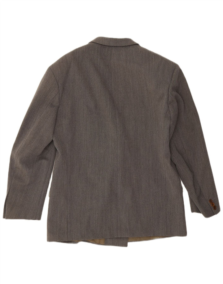 Giacca blazer doppiopetto vintage da uomo IT 50 grande lana grigia