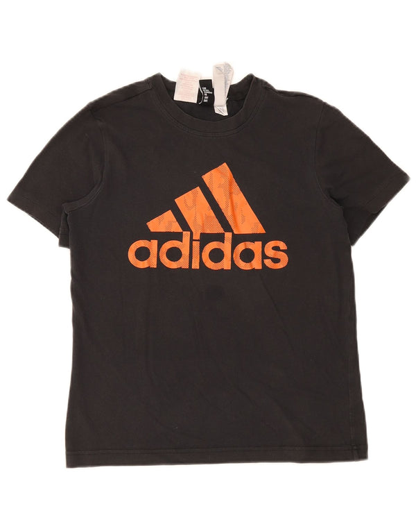 T-shirt grafica da ragazzo Adidas Top 11-12 anni in cotone nero