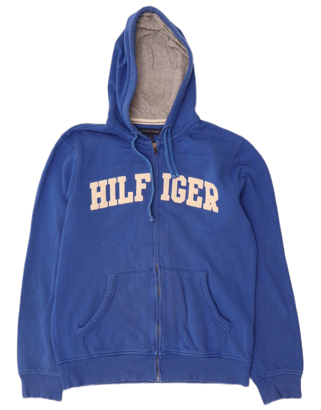 Maglione con cappuccio e zip grafica da uomo Tommy Hilfiger blu medio color block