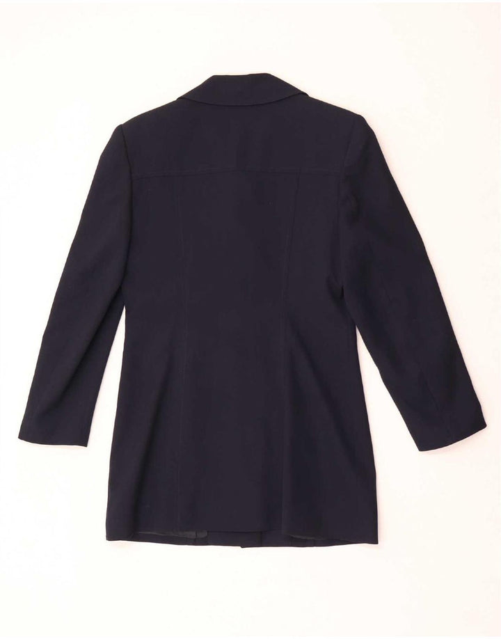Abito vintage da donna a 4 bottoni in 2 pezzi IT 44 medio W26 L28 blu navy