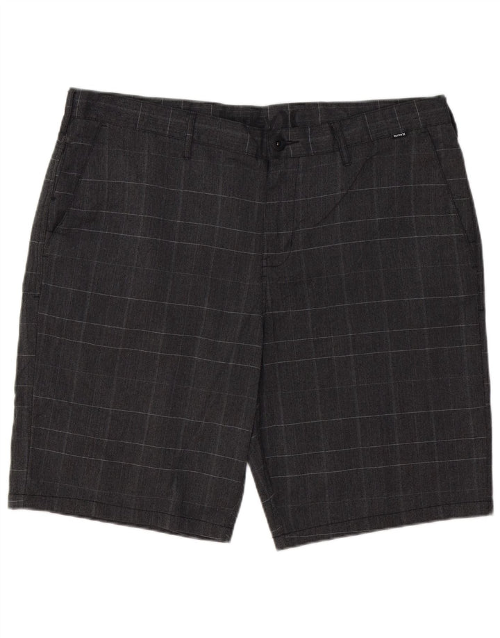 Pantaloncini chino da uomo HURLEY W38 XL poliestere a quadri grigi