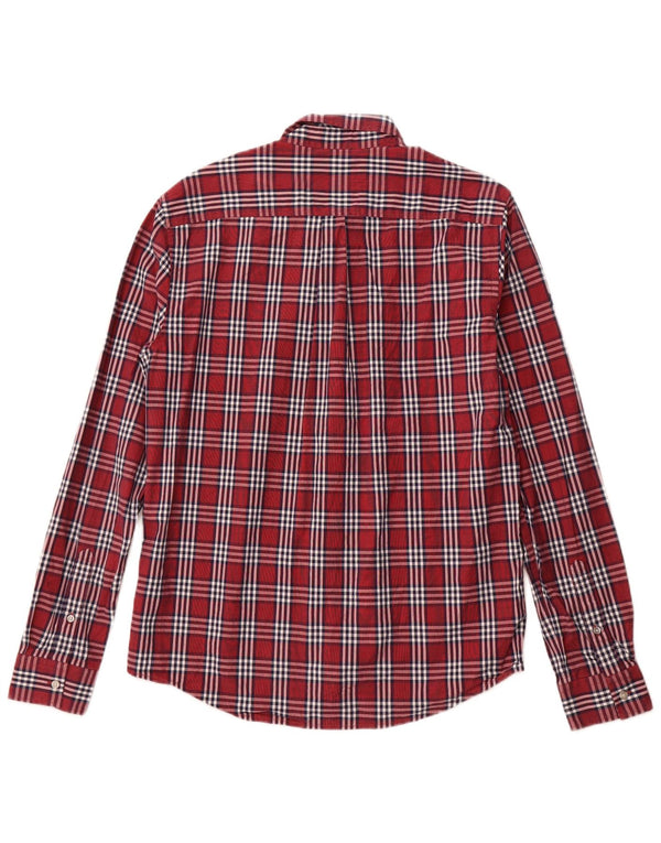 Camicia da uomo con vestibilità regolare SUPERDRY, cotone a quadri bordeaux grandi