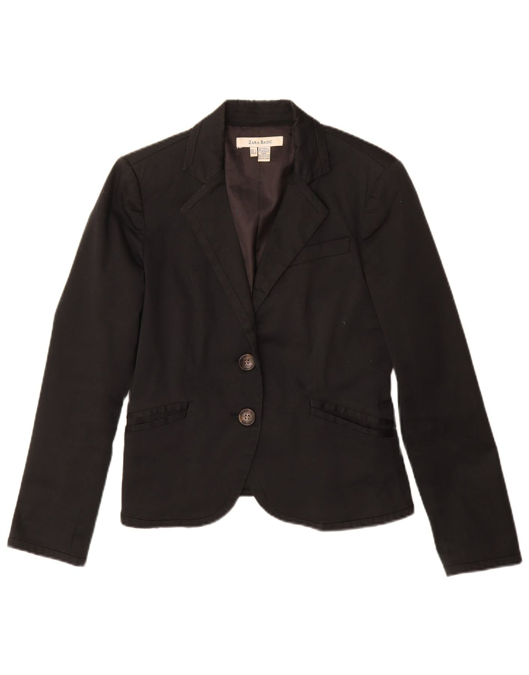 Giacca blazer a 2 bottoni da donna Zara UK 14 grande cotone nero