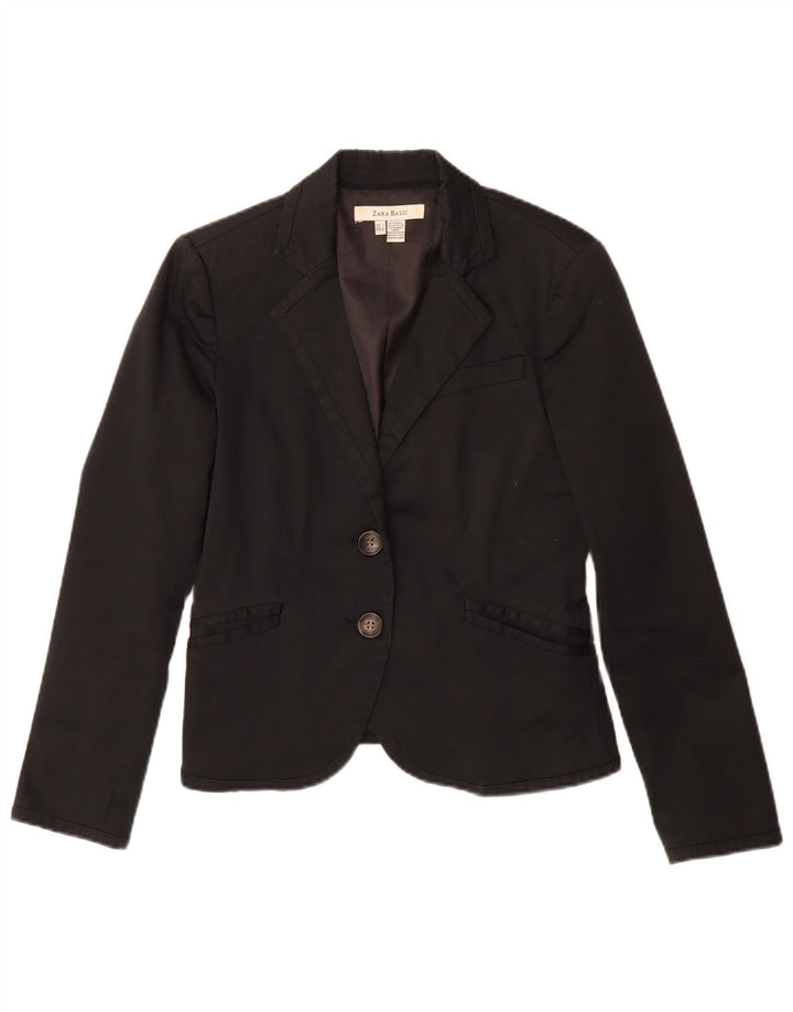 Giacca blazer a 2 bottoni da donna Zara UK 14 grande cotone nero
