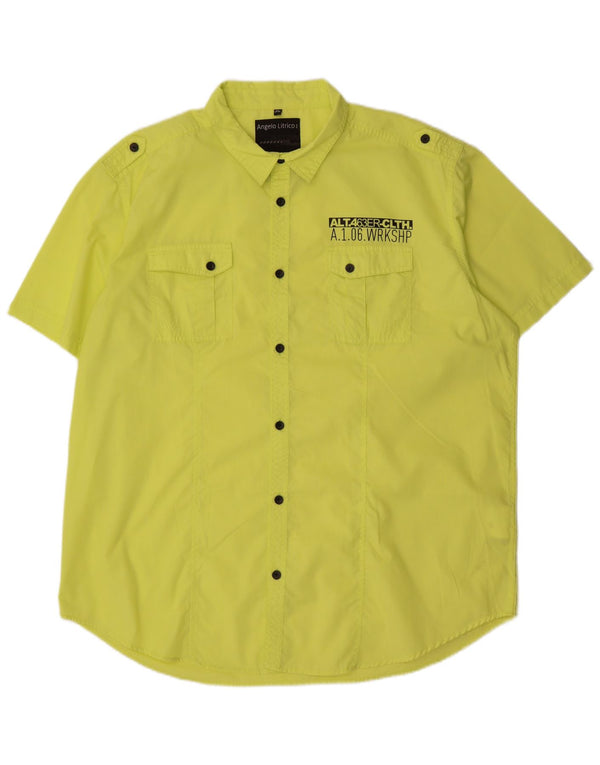 Angelo Litrico Camicia Militare da Uomo a Manica Corta Taglia 47/483XL Gialla
