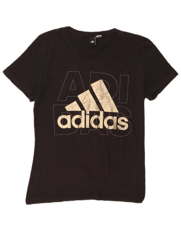 T-shirt grafica da donna Adidas Top UK 12 media nera