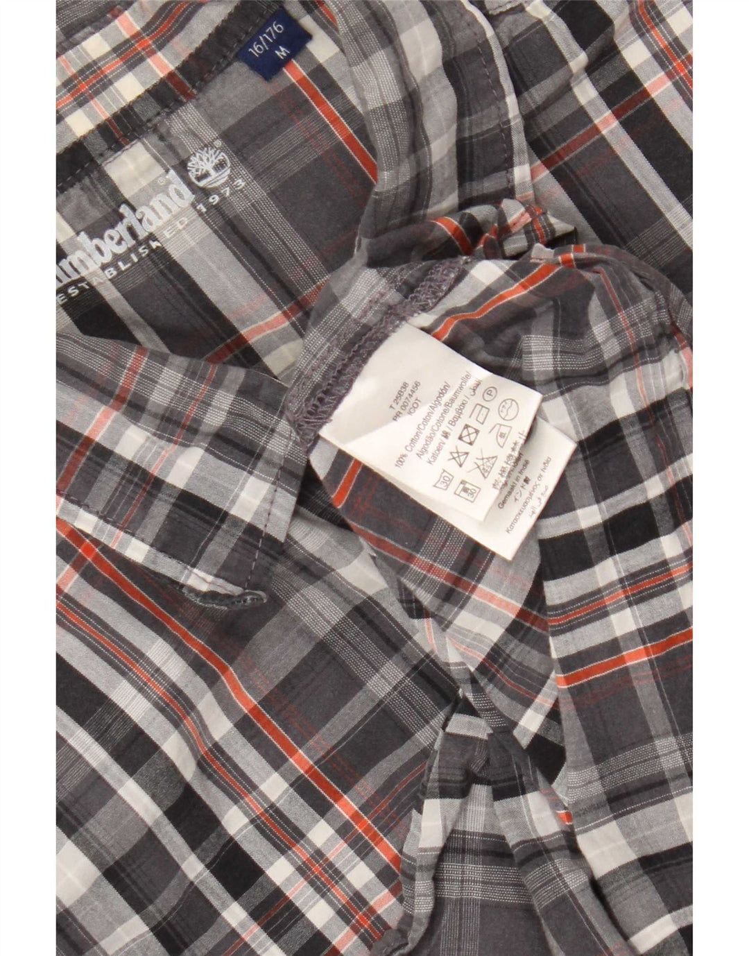 Camicia in flanella da ragazzo Timberland media 15-16 anni in cotone scozzese grigio