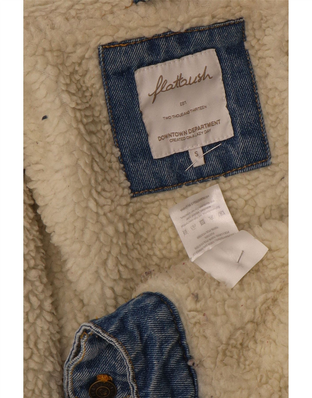 Giacca in denim Sherpa oversize da donna Flatbush UK 10 Small Poliestere blu