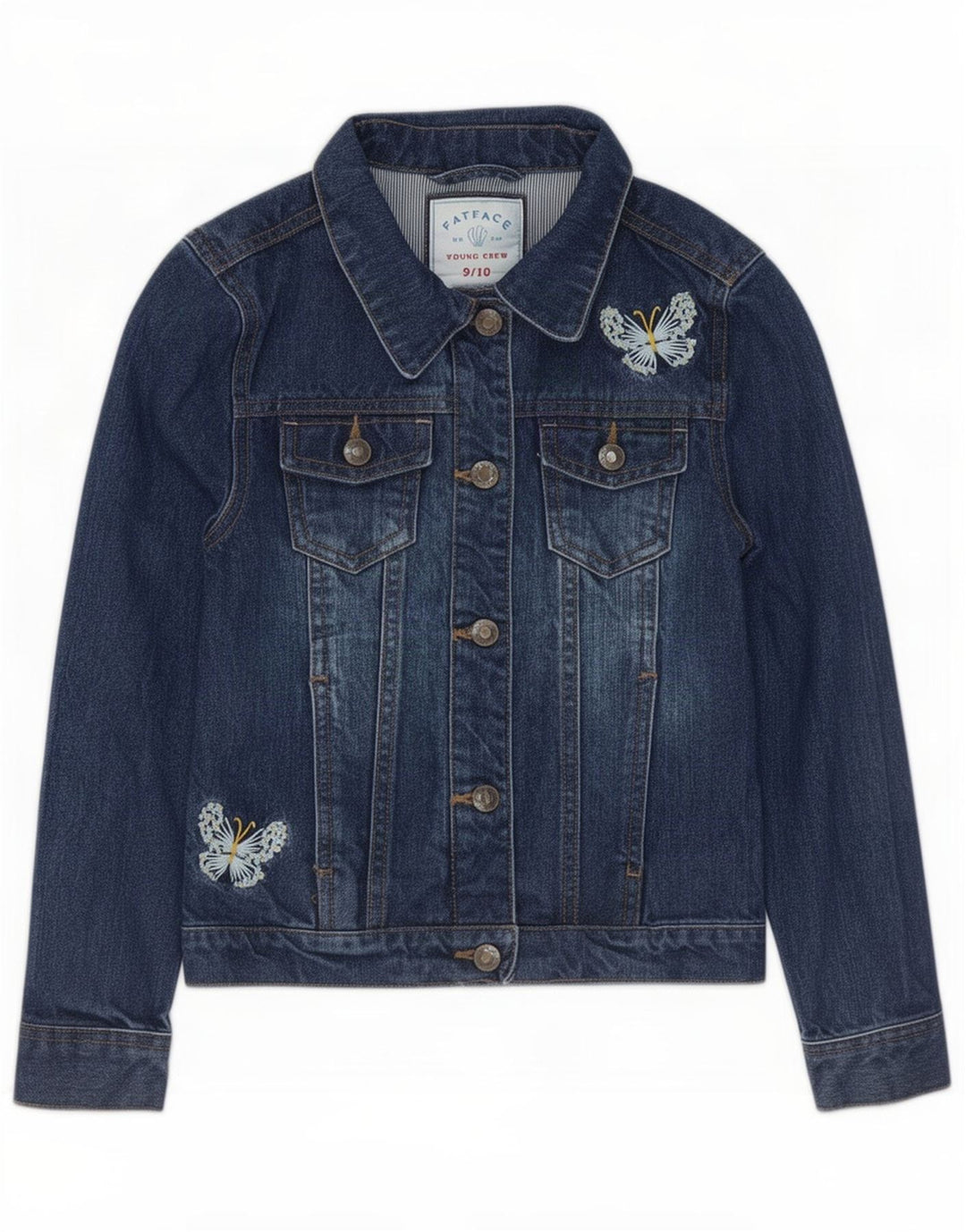 Giacca Jeans Bambina Fat Face 9-10 Anni Cotone Blu Farfalla