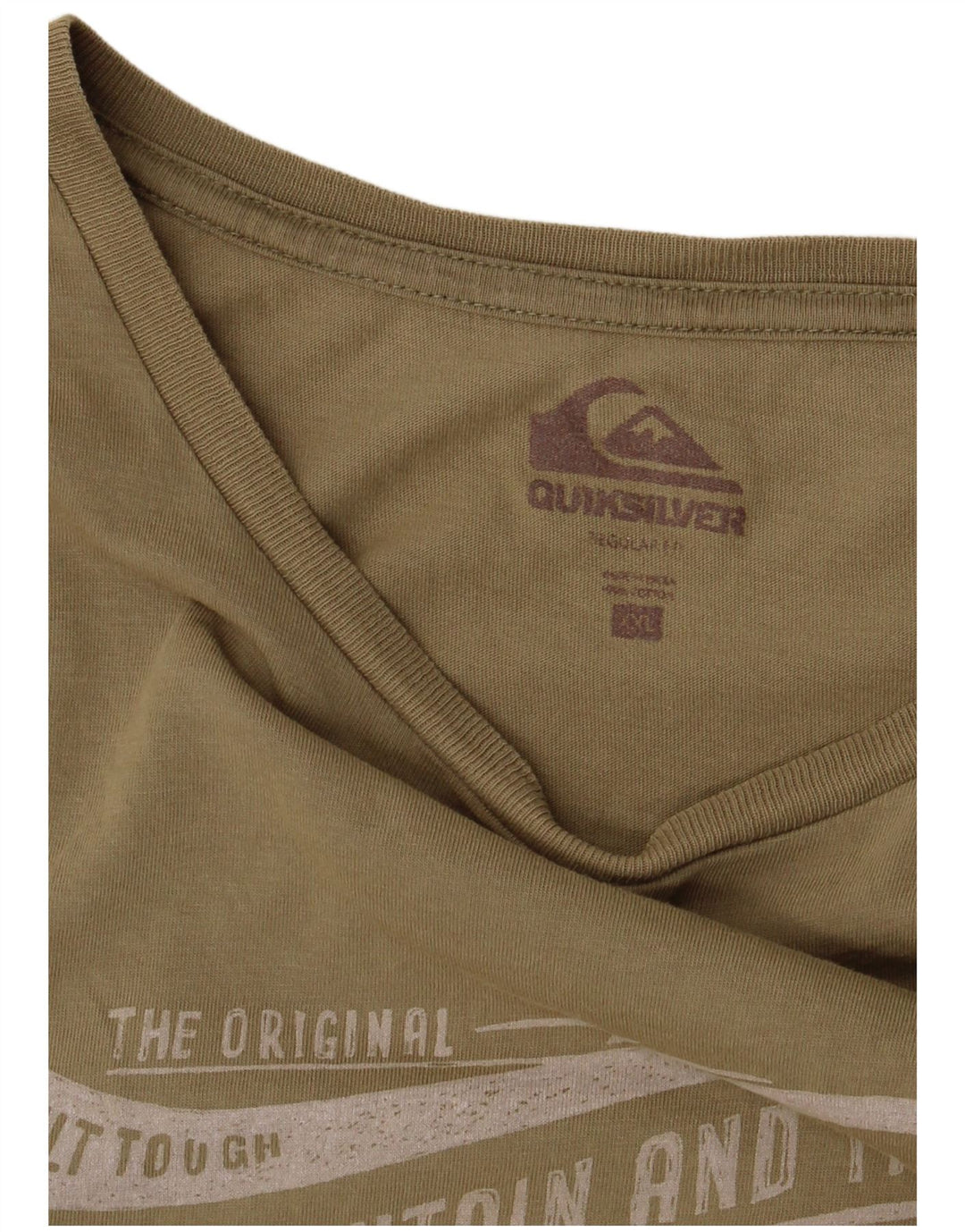 T-shirt grafica da uomo QUIKSILVER Top 2XL cotone kaki