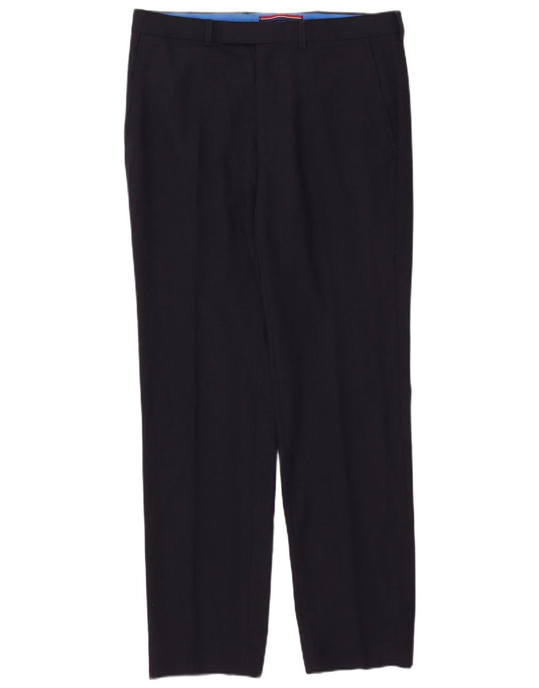 Pantaloni da abito dritti sartoriali da uomo Marks & Spencer W34 L33 lana blu navy