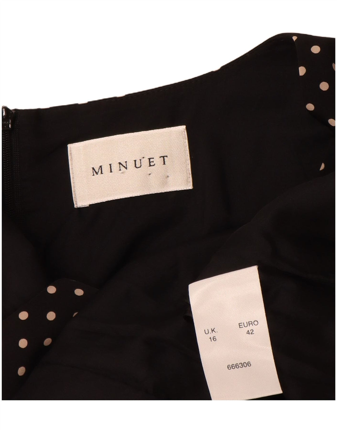 Abito tubino da donna Minuet UK 16 Grande poliestere nero a pois