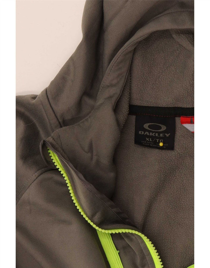 Felpa con cappuccio e zip grafica da uomo Oakley XL grigia