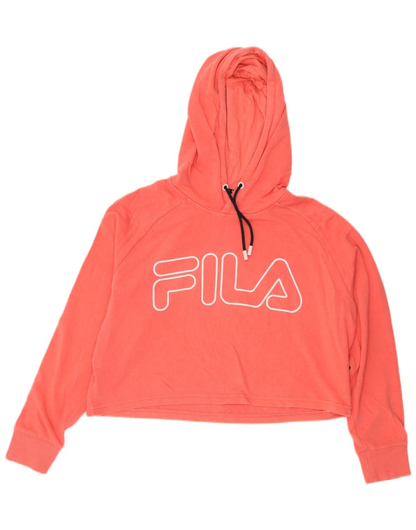 Felpa con cappuccio grafica corta oversize da donna Fila UK 14 Cotone rosa medio