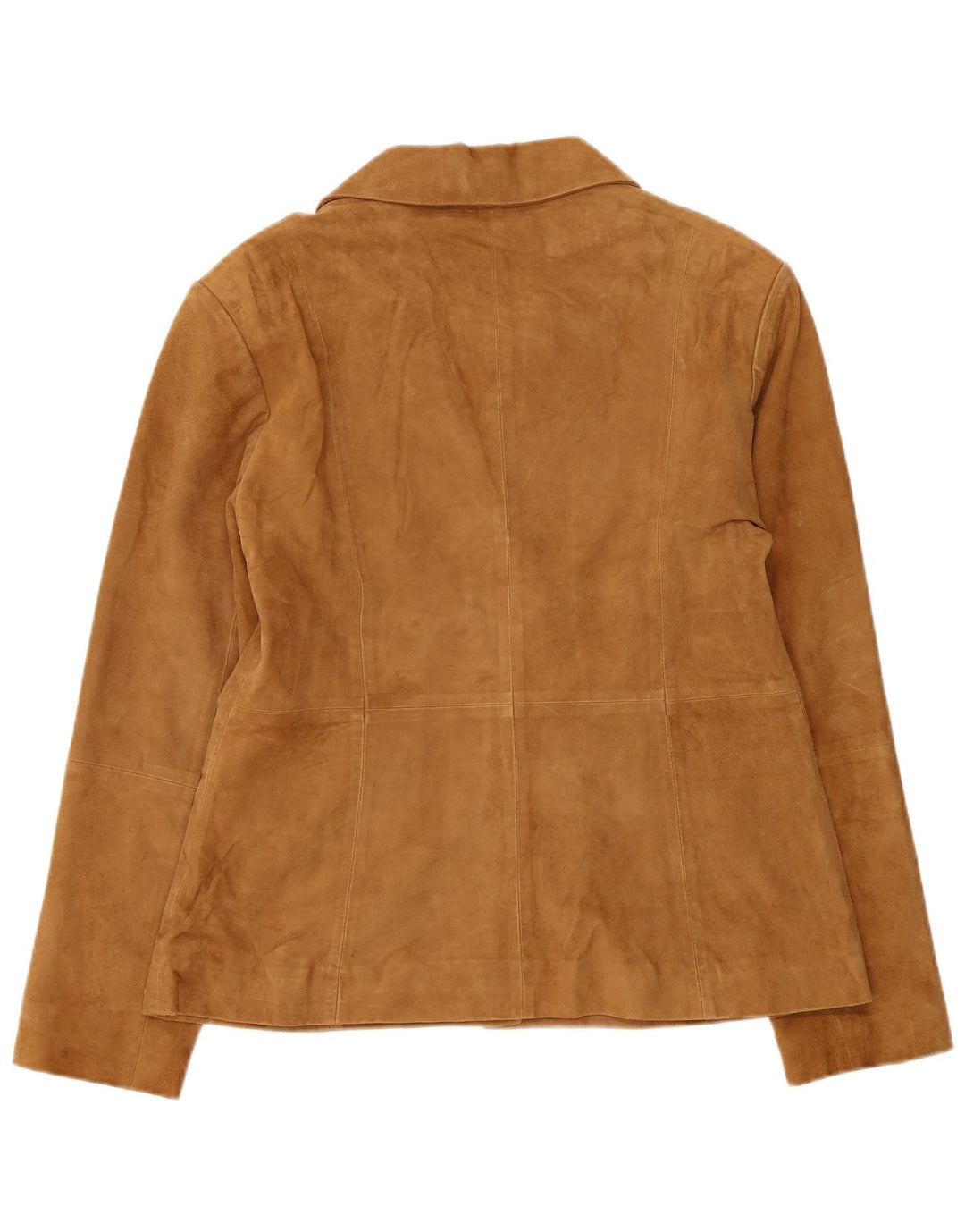 Giacca blazer in pelle scamosciata da donna a 4 bottoni Helium UK 16 grande in pelle marrone