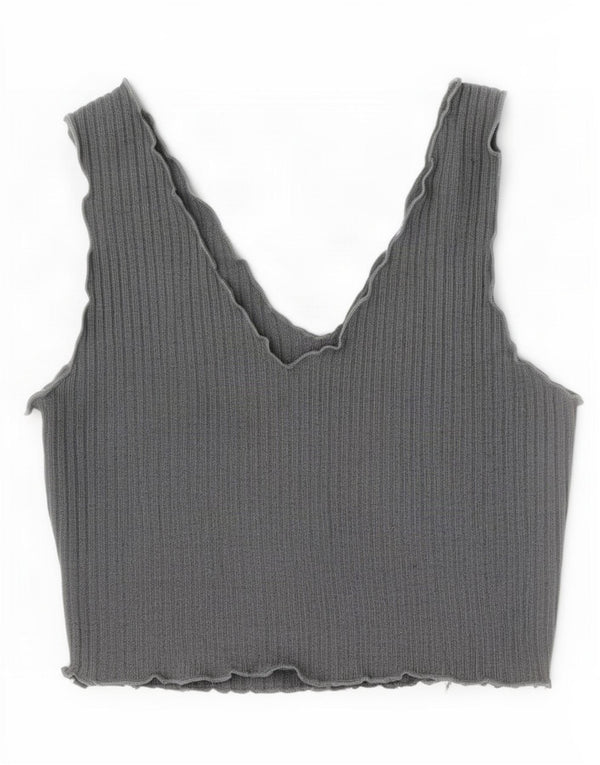 Top corto senza maniche da donna Shein UK 14 grande poliestere grigio