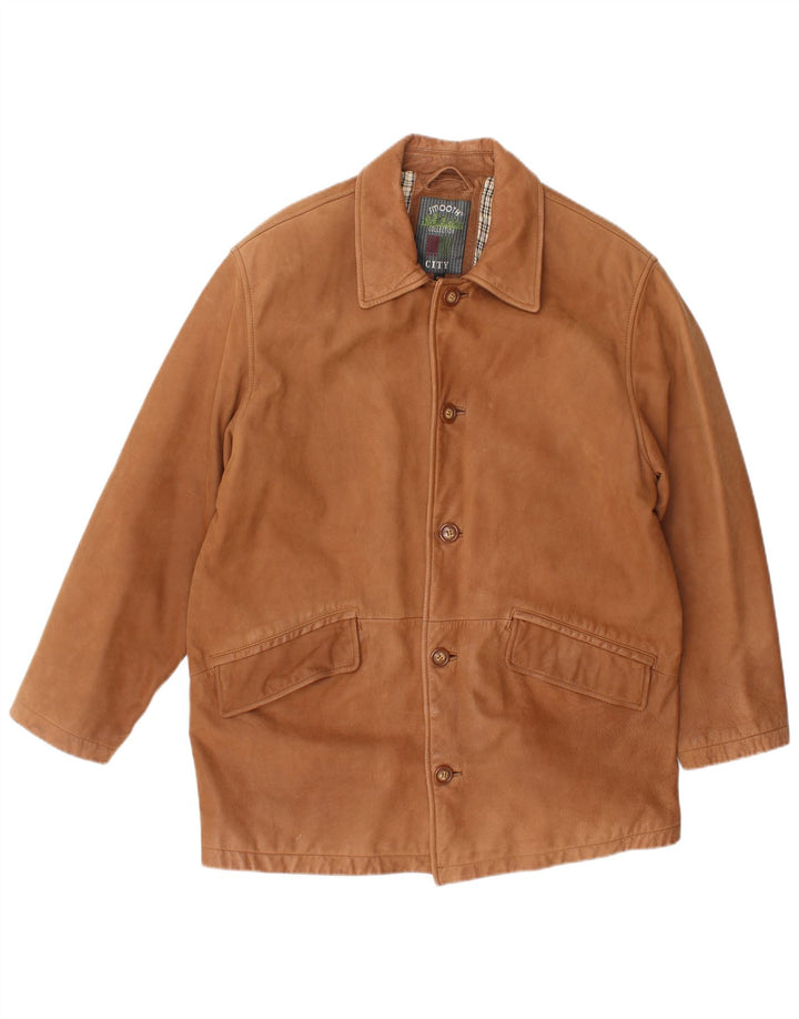 Giacca in pelle vintage da uomo IT 48 in pelle marrone medio