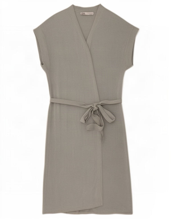Abito a portafoglio a maniche corte da donna Zara UK 10 piccolo grigio acrilico