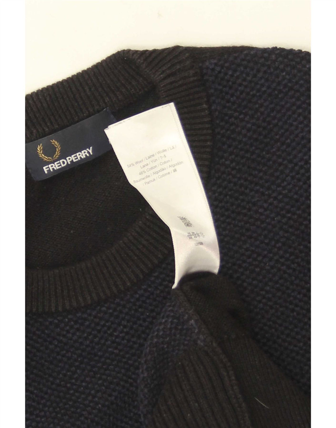 Maglione girocollo da uomo Fred Perry, grande, in lana color block blu navy