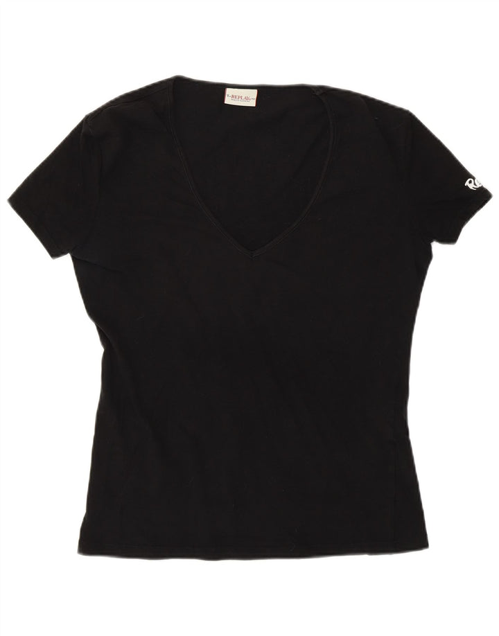 REPLAY T-shirt grafica da donna Top UK 18 XL Nera