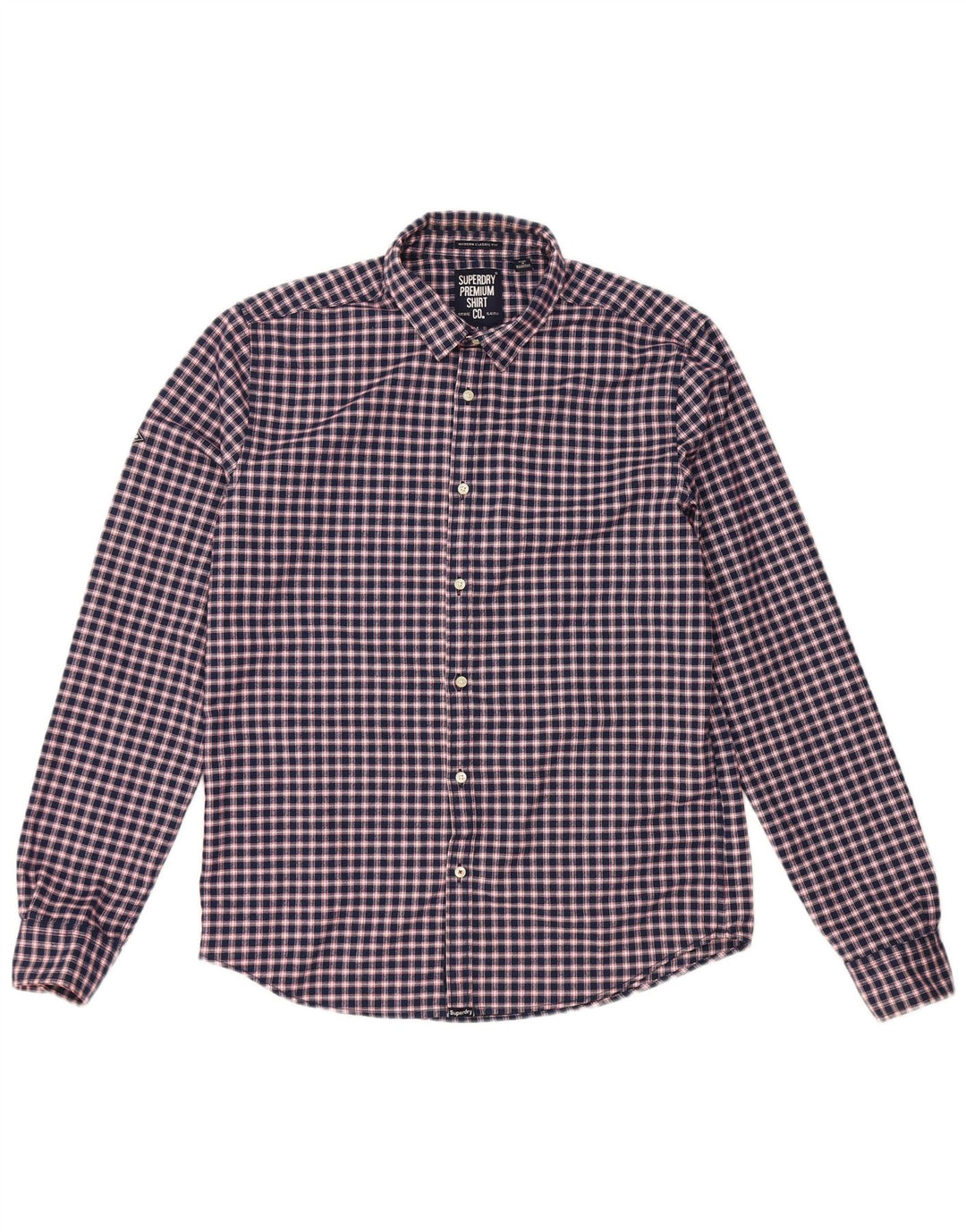 Camicia da uomo in flanella dal taglio classico Superdry, grande in poliestere a quadri blu navy