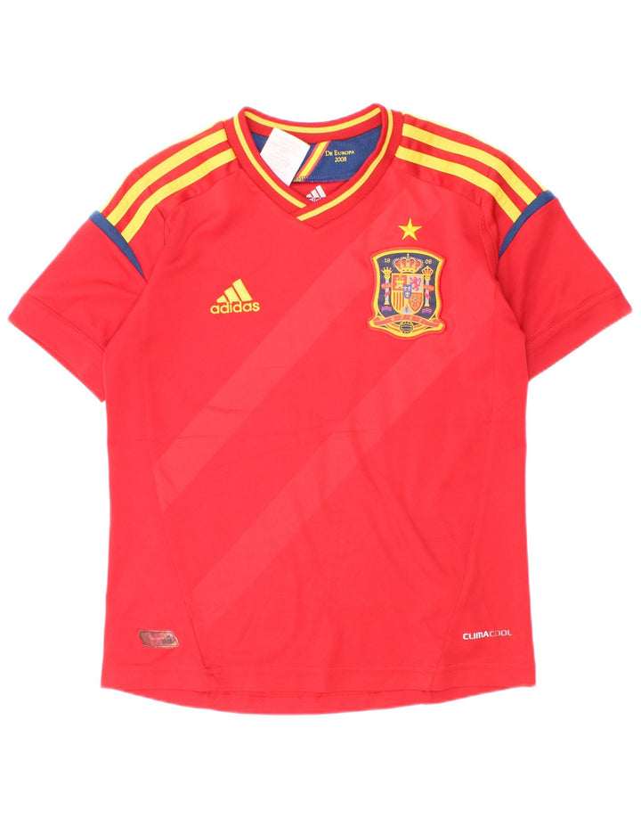 Maglietta Adidas Climacool da ragazzo, 7-8 anni, in poliestere a righe rosse