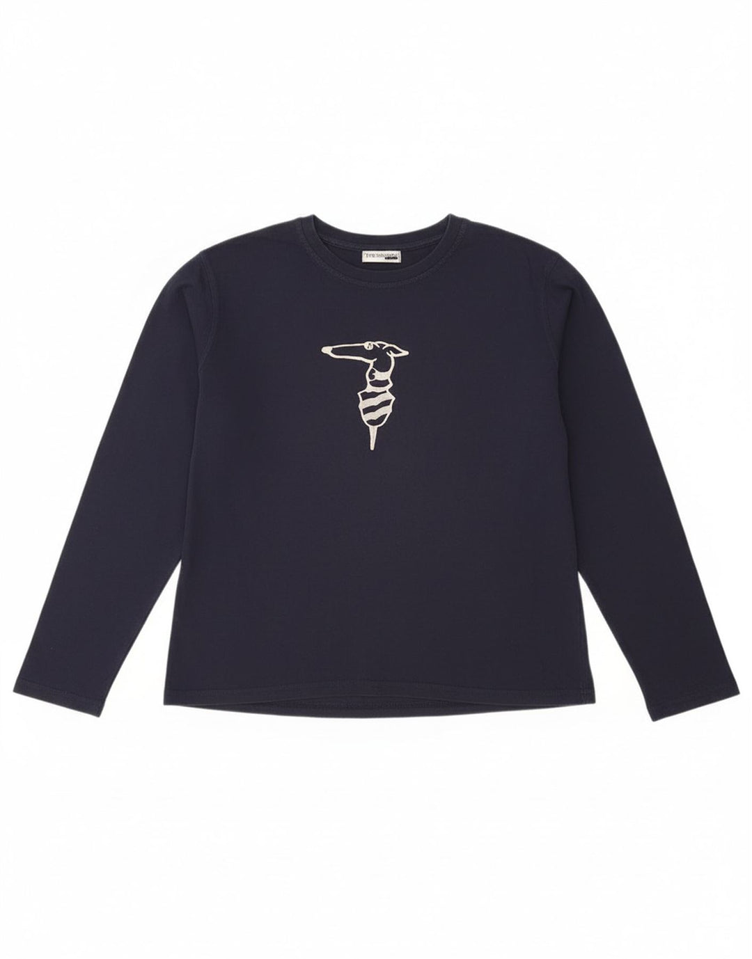 Top Trussardi Grafica Bambino Manica Lunga 13-14 Anni Cotone Blu Navy