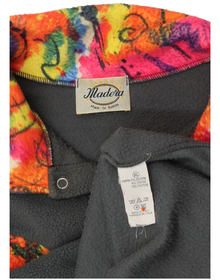 Maglione in pile da uomo VINTAGE con bottoni e collo XL in poliestere color block grigio