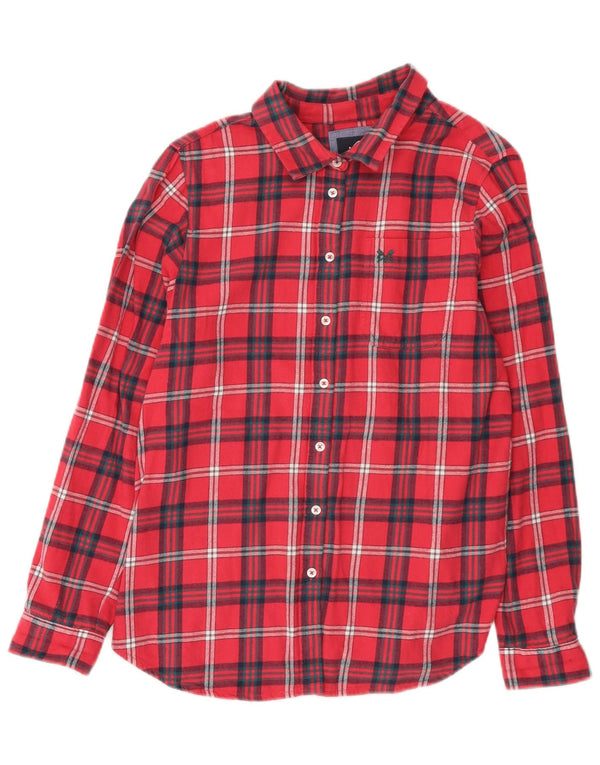 Crew Clothing Camicia da donna in flanella dalla vestibilità rilassata UK 12 Medium Red Check