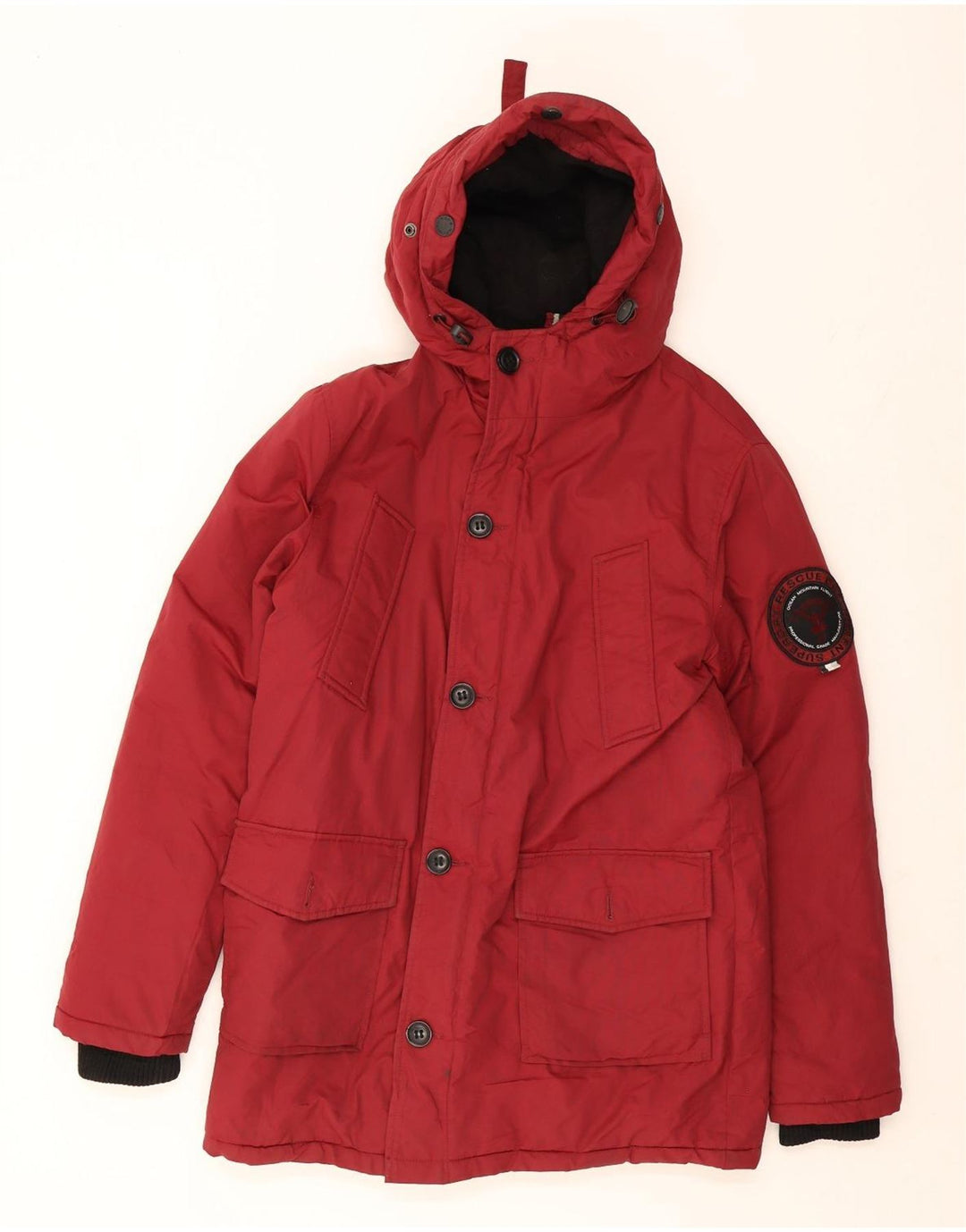 Giacca imbottita con cappuccio da uomo Superdry UK 38 nylon bordeaux medio