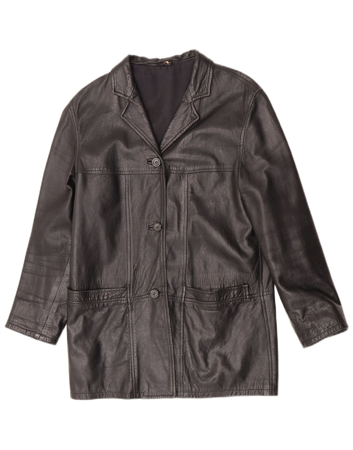 Giacca in pelle da donna vintage IT 42 media in pelle nera
