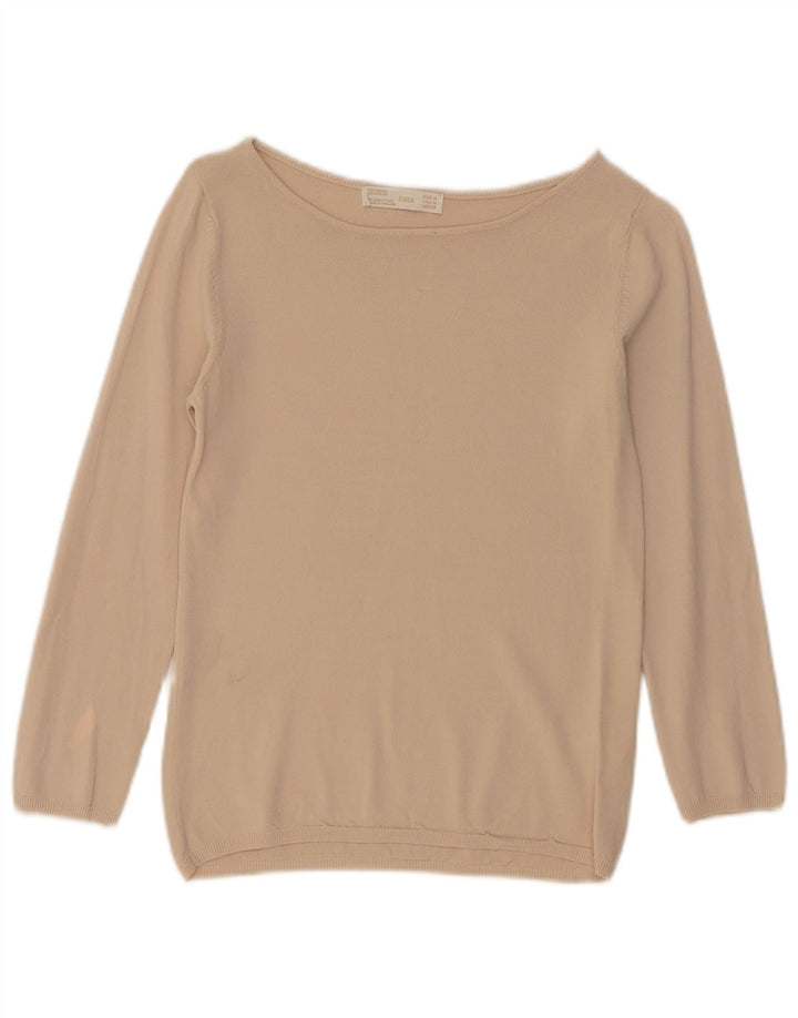 Top Blusa Donna Zara UK 12 Beige Medio