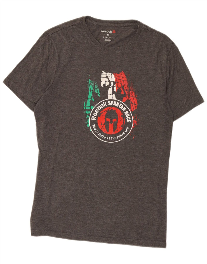 T-shirt grafica da uomo Reebok Top in poliestere grigio medio