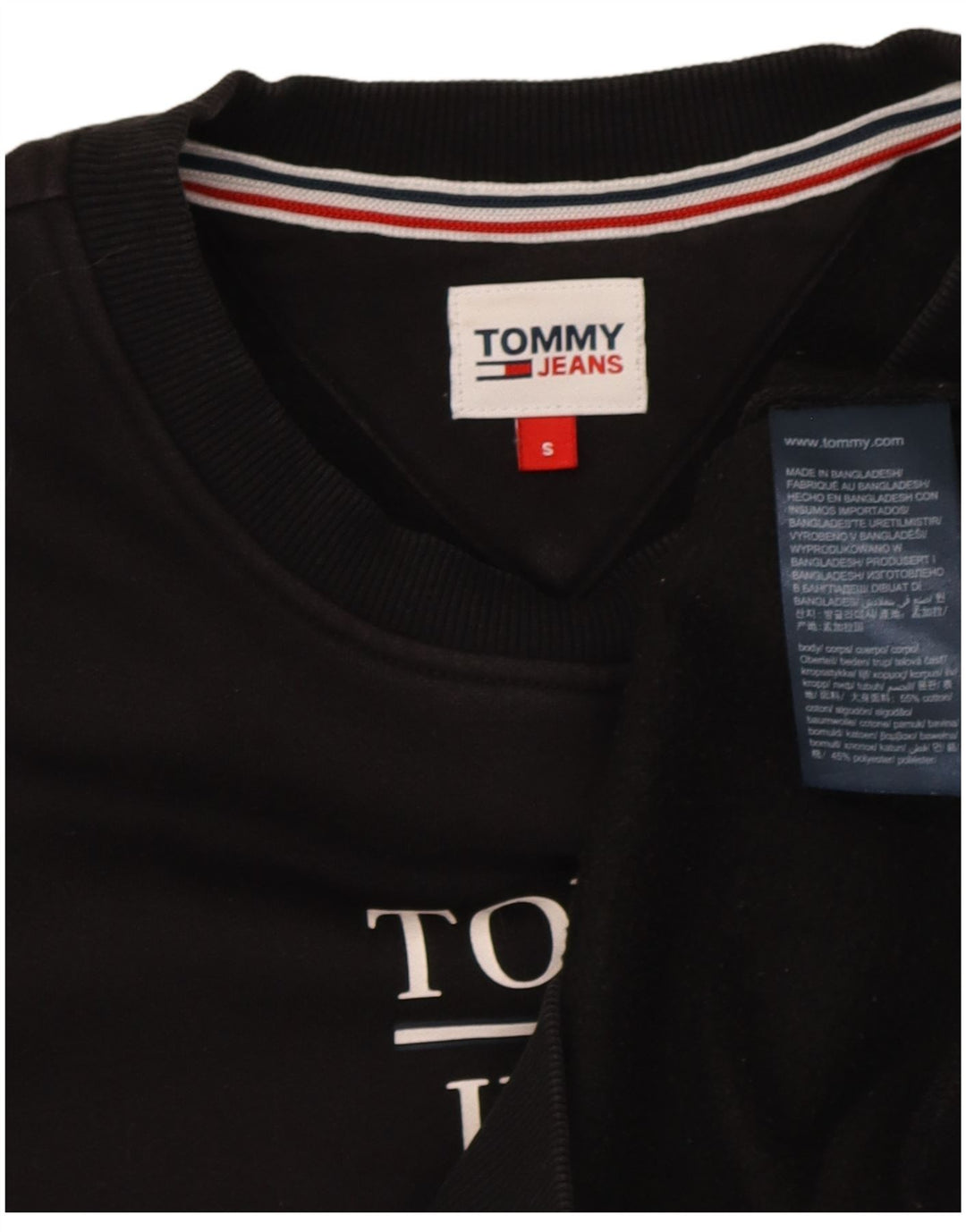 Felpa oversize con grafica da donna Tommy Hilfiger Maglione UK 10 Small Nero