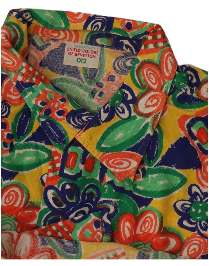 BENETTON Camicia a maniche corte da uomo medio multicolore floreale
