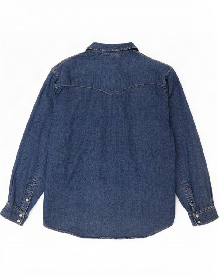Lee Camicia in denim western da uomo piccola in cotone blu
