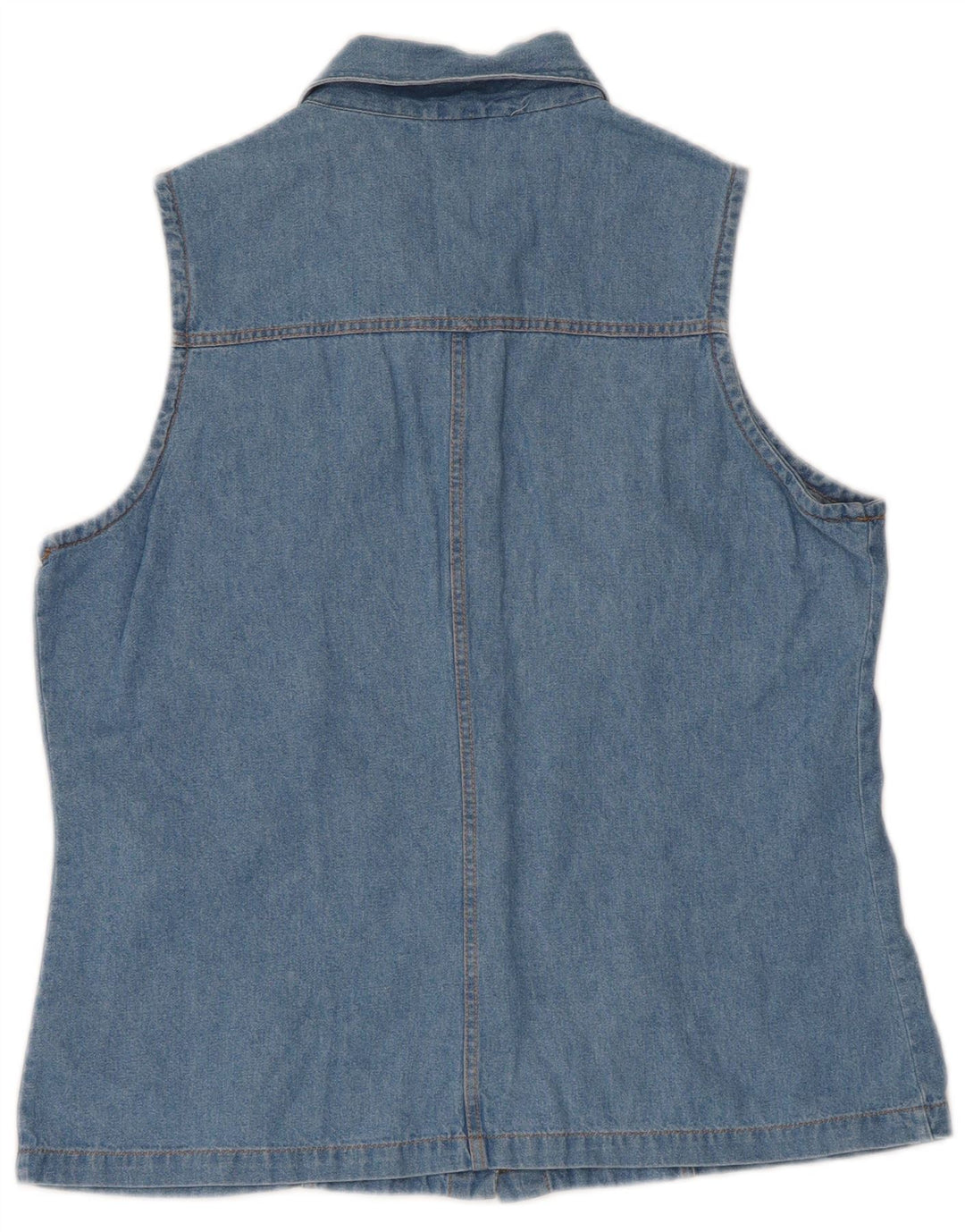 E Camicia Di Jeans Senza Maniche Da Donna IT 46 Large Blu Cotone