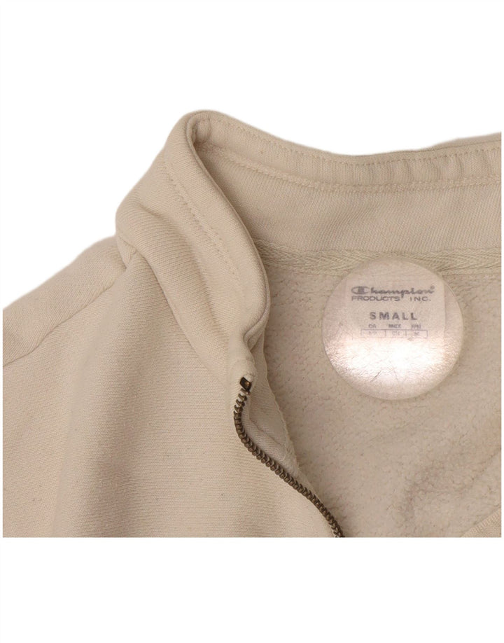 Felpa Champion da uomo con zip e collo, piccola, bianca