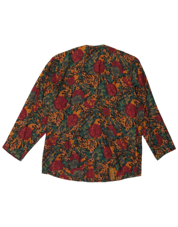 Camicetta vintage da donna con maniche a 3/4 UK 14 floreale multicolore medio