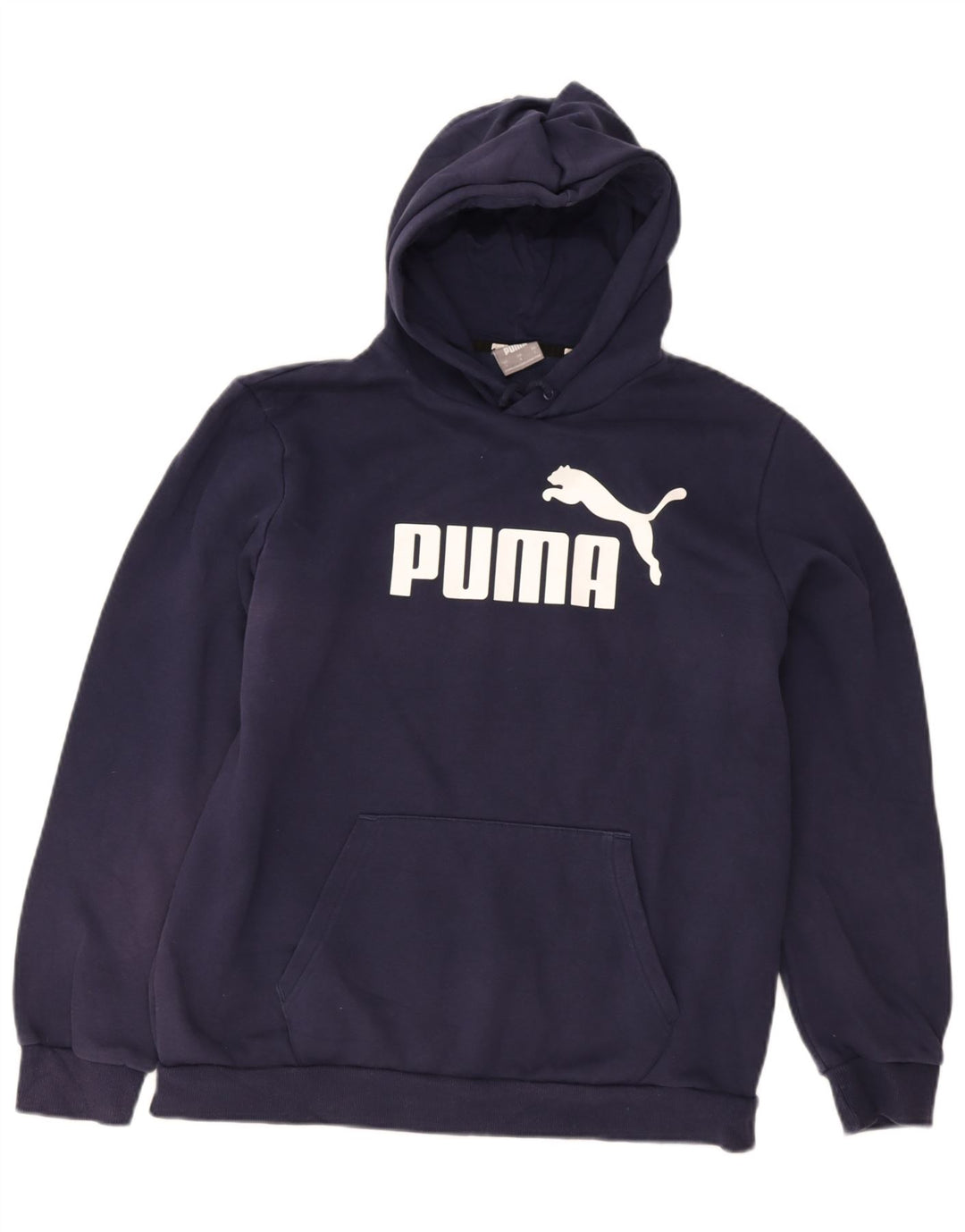 Felpa con cappuccio grafica da uomo Puma Large in cotone blu navy
