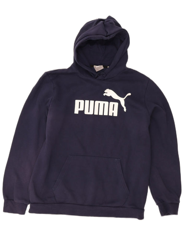 Felpa con cappuccio grafica da uomo Puma Large in cotone blu navy