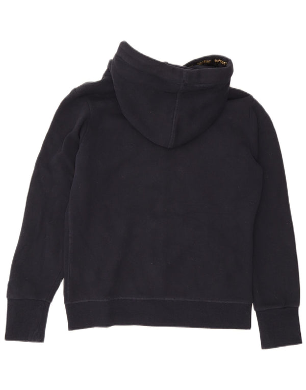 Felpa con cappuccio e zip grafica da donna Superdry UK 12 cotone blu navy medio