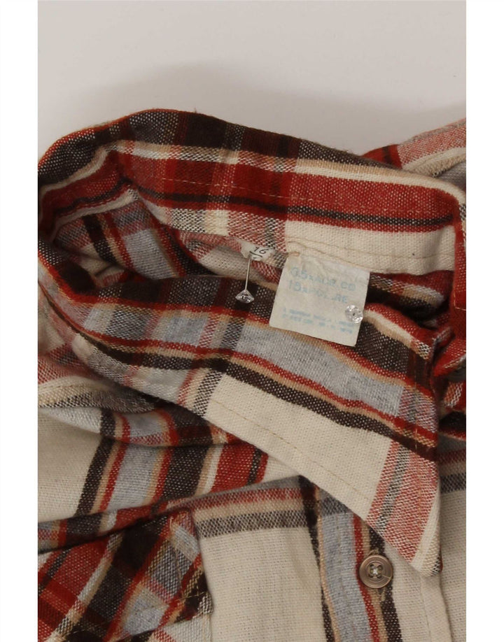Camicia vintage da uomo in flanella taglia 16 grande cotone a quadri multicolore