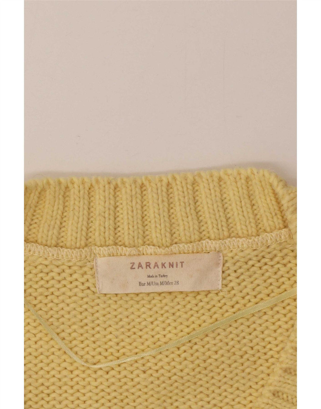 Maglione maglione con scollo a V da donna Zara UK 14 giallo medio