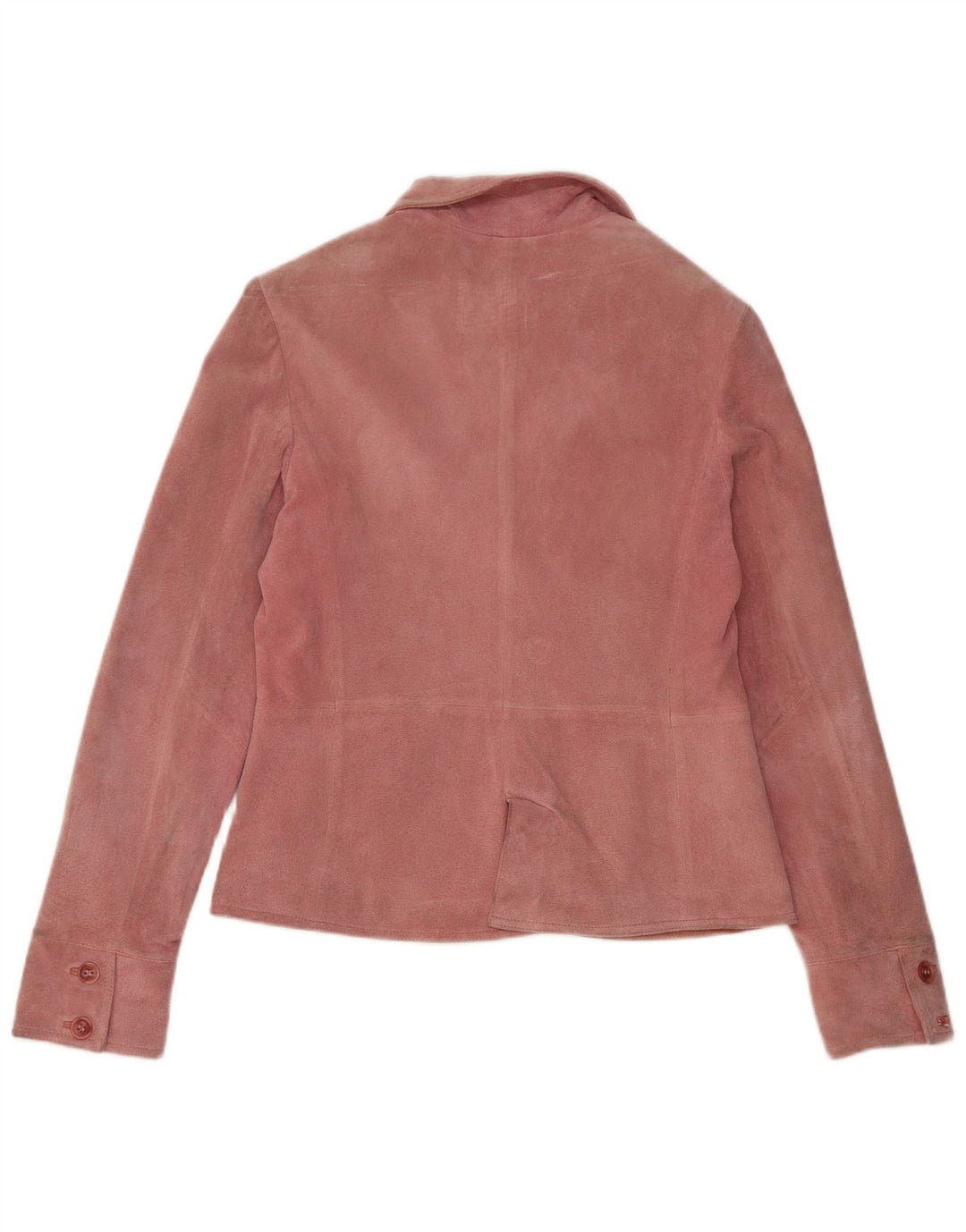 Giacca blazer da donna in pelle scamosciata a 2 bottoni VINTAGE IT 46 grande in pelle rosa