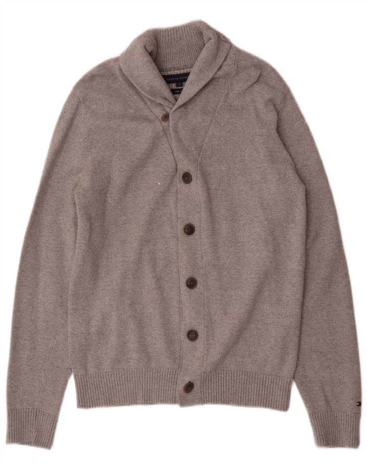 Maglione cardigan da uomo Tommy Hilfiger piccolo in cotone grigio
